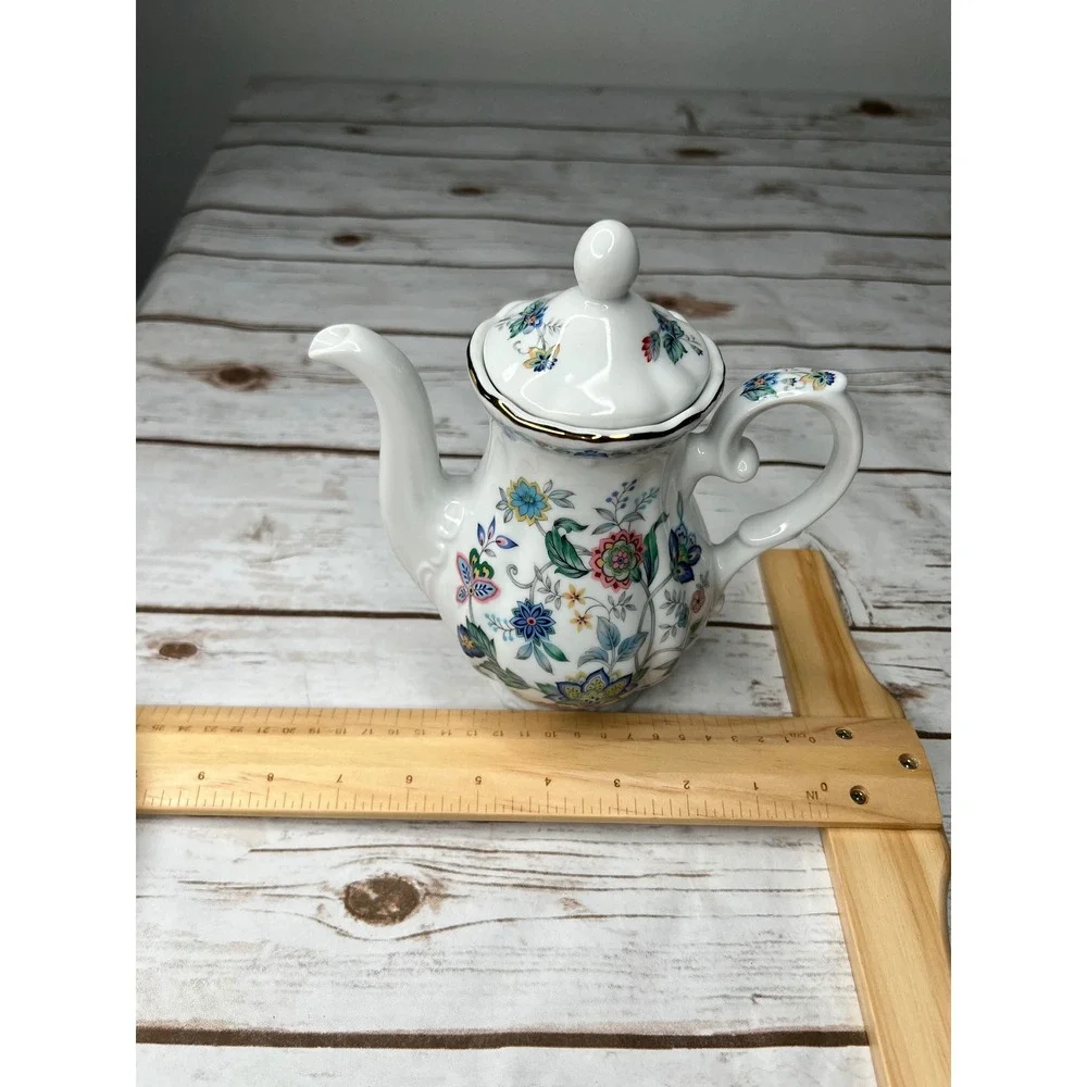 Andrea by Sadek Teapot White Floral Gold Trim‎ Porcelain Small 7.5in